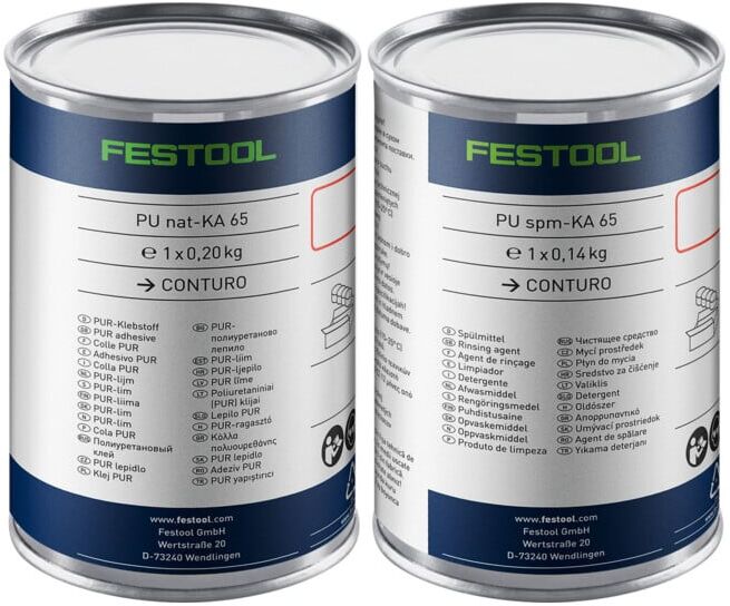 Set Festool PU-Klebstoff natur PU NAT-KA 65/4+Spülmittel PU spm-KA 65 4er Pack