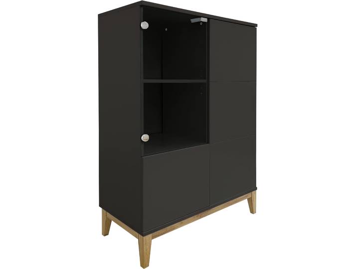 Armoire avec 1 porte vitrées et 2 portes en gris