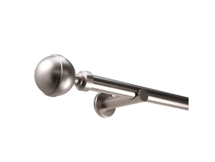 Deco-Raum Gardinenstange 1-lauf Kugel, Silberfarben, Metall, 430 cm, Heimtextilien, Vorhänge, Vorhangstangen, Vorhangstangenset