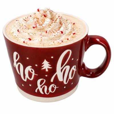 Kaffeebecher XL Hohoho 550ml Steingut Rot große Tasse Weihnachten Glühwein