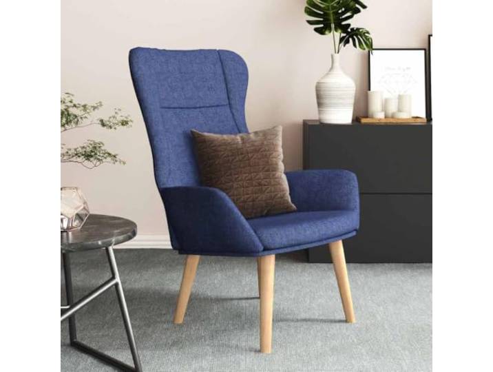 Relaxsessel Blau Stoff Metallrahmen,Beine aus Gummibaumholz,atmungsaktiver Stoff,strapazierfähig,Esszimmer,Wohnzimmer