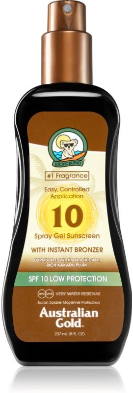 Australian Gold Spray Gel Sunscreen With Instant Bronzer spray solaire protecteur avec bronzer SPF 10 237 ml