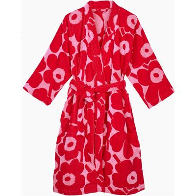 Bademantel MARIMEKKO "UNIKKO" Gr. M, rot (rosa, rot), M, Frottier, Hausmäntel, Bademantel, 100% Baumwolle, angenehm weich