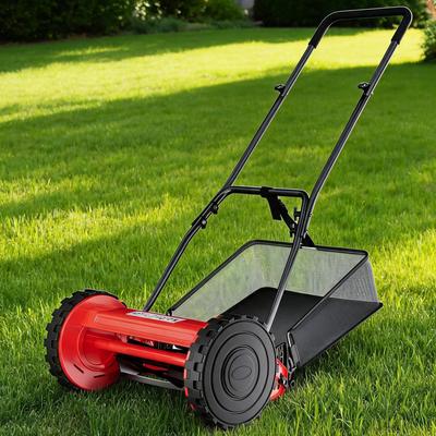 Garvee 14 in Carbon Steel Manual Push Reel Lawn Mower Red