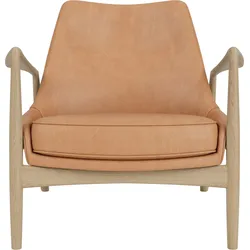 The Seal Lounge Sessel 73 cm, helle Eiche, gepolstert, mattes Kamelleder