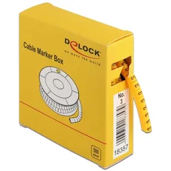 DELOCK Kabelmarker Box, Nr: 3, gelb, 500 Stück