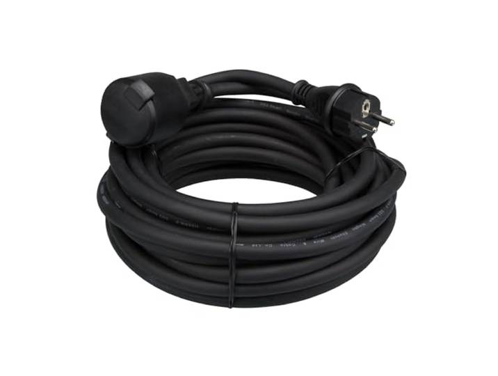 Perel ec25r25 Rallonge\, 3 G2\,5\, 25 m de longueur\, en caoutchouc noir