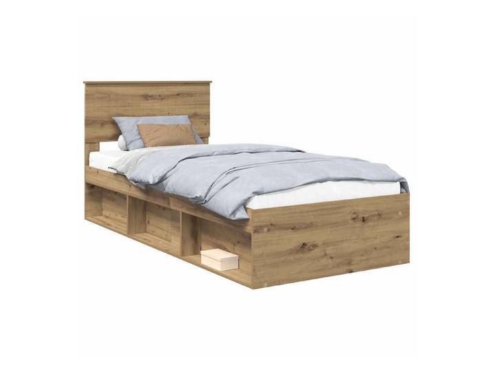 vidaXL Bett Bettrahmen Kunsthandwerk Eiche 90 x 190 cm Massives Kiefernholz (1-tlg)