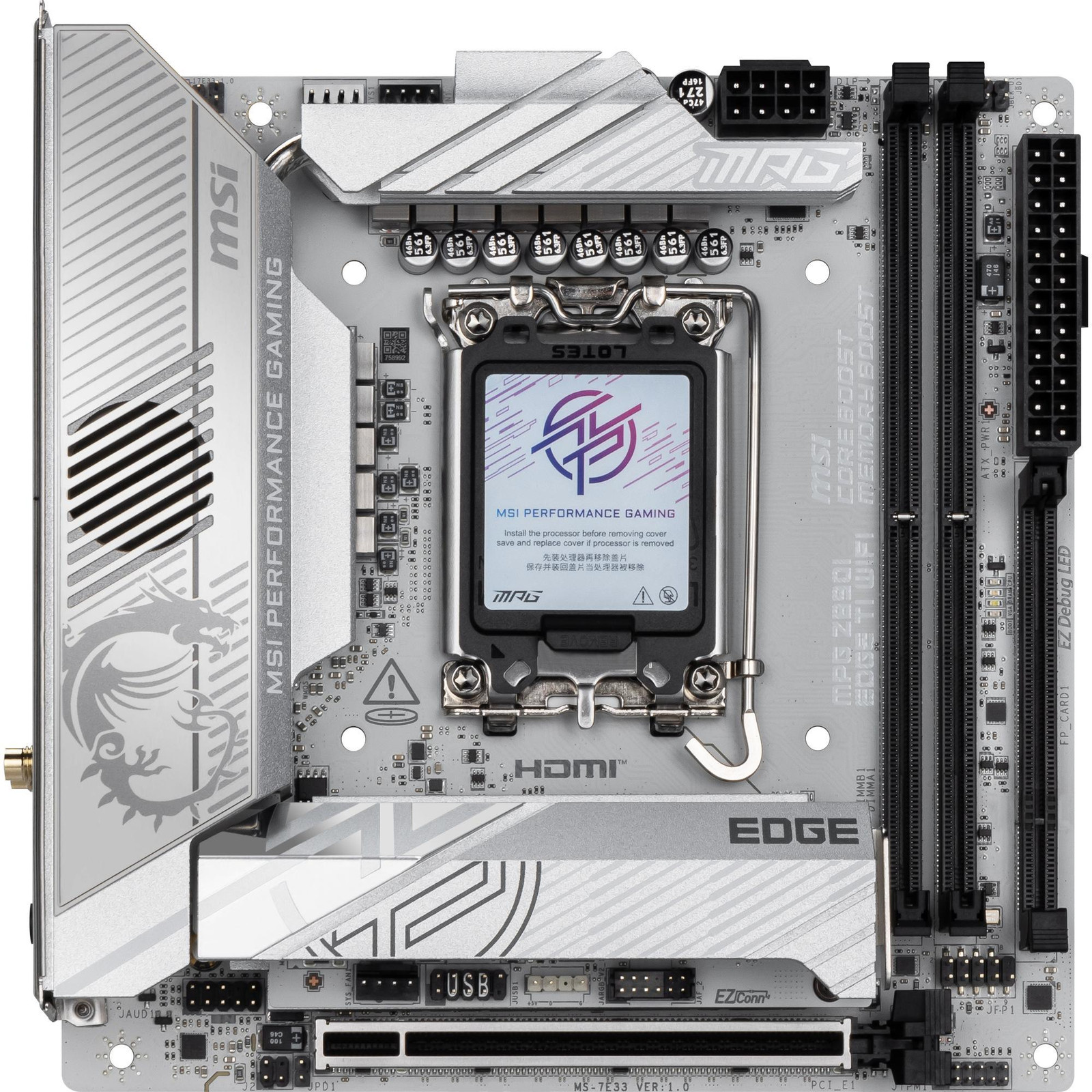 MSI MPG Z890I EDGE TI WIFI moederbord wit/zilver