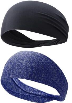 Useful Little Things Men's Athletic Sweat Absorbing Headband For Running, Fitness, And Yoga dark Blue Black