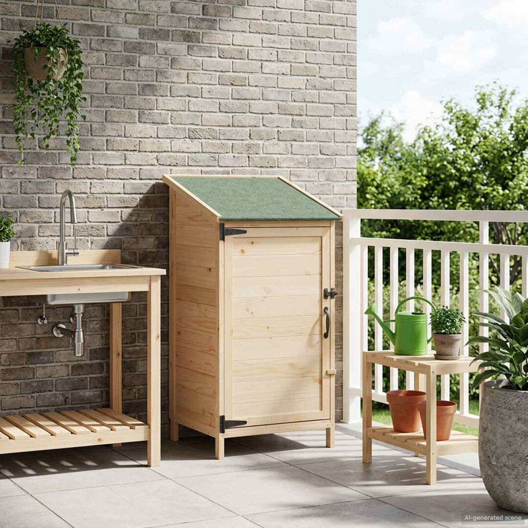 Vidaxl Garden Shed Engineered Wood Outdoor Storage For Tools Supplies Wooden Natural 59cm W X 56cm D X 113.5cm H