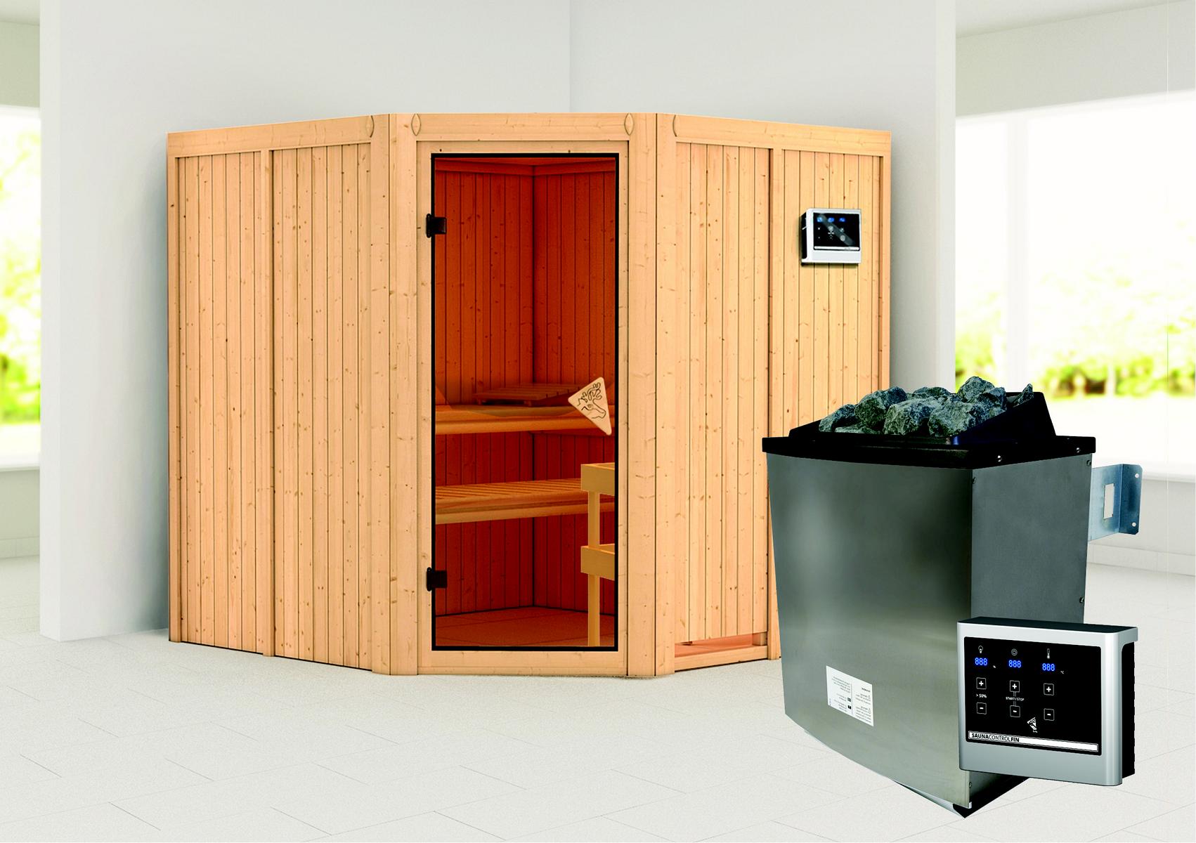 KARIBUHOLZT Sauna Jarin Eck, 9KW ext. Strg bronz.GGT 08288398