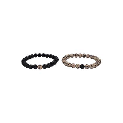 Armband Set FIRETTI "Multipack Schmuck Geschenk Zugarmbänder Steinarmband Edelstein" Gr. 20, beige (beige, schwarz, beige, schwarz), Armbänder, Damen, 20, Silikon Stein, Silikon, Stein, Made in Germany - mit Howlith, Türkis oder Dalmatiner Jaspis...