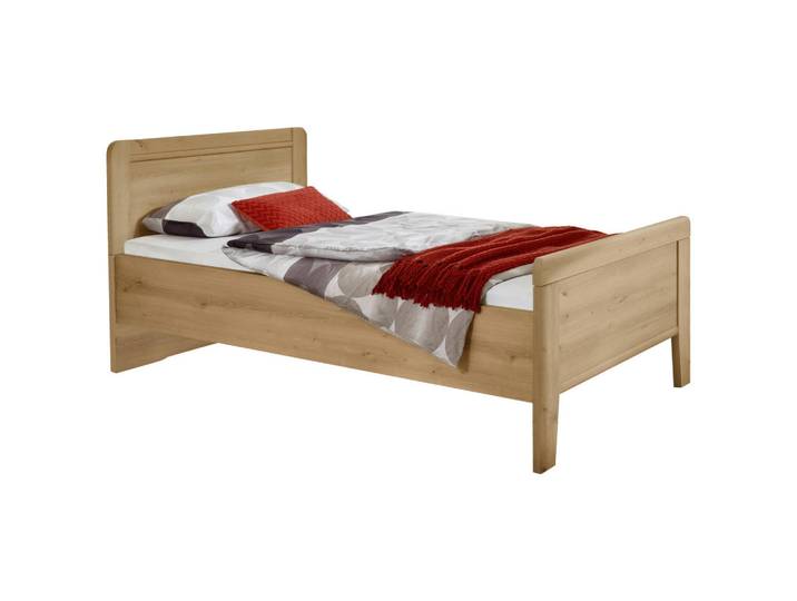 Venda Bett, Eiche Bianco, 90x200 cm, Lattenrosthöhe individuell einstellbar, in verschiedenen Holzdekoren erhältlich, Größen erhältlich, Schlafzimmer, Betten, Einzelbetten