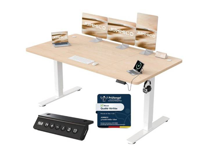 Bureau Assis Debout Électrique Avec Usb 160x70 Cm Bureau Ordinateur Réglable En Hauteur Avec Mémoire Standing Desk Ergonomique Pou