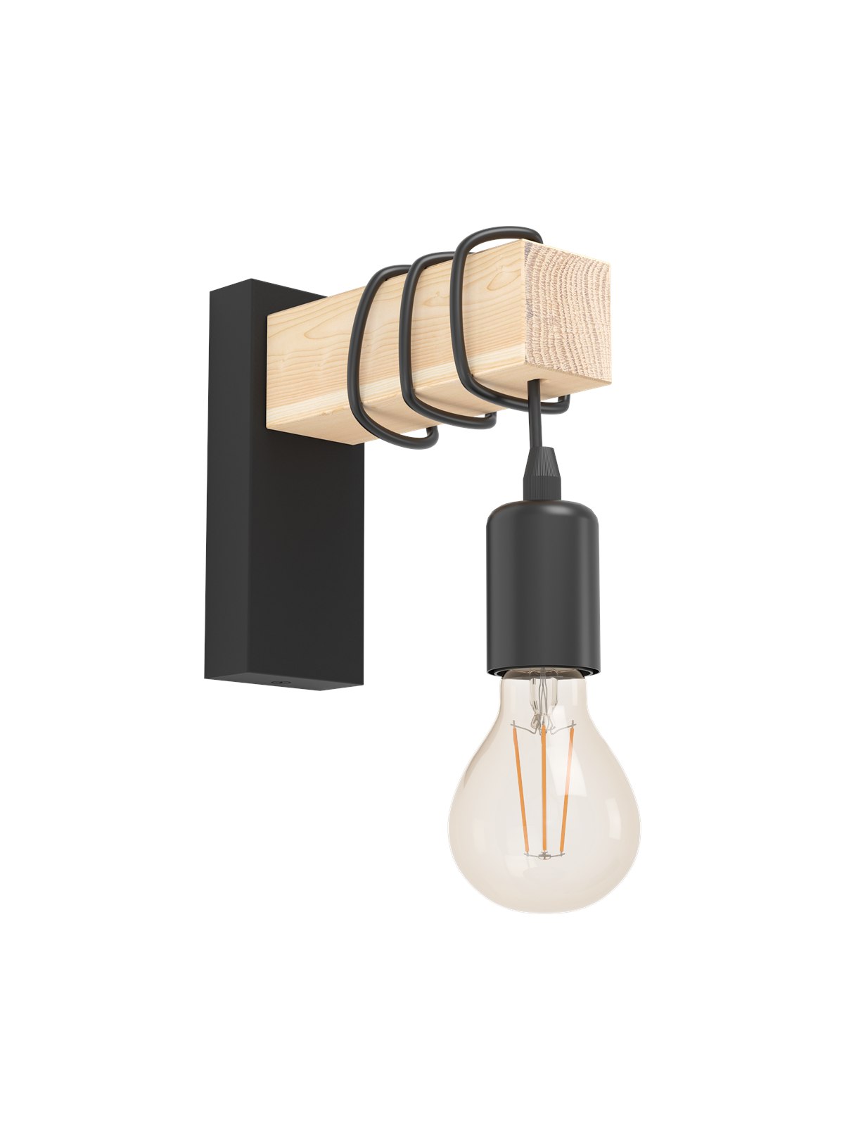 EGLO TOWNSHEND Wandleuchte, schwarz, braun