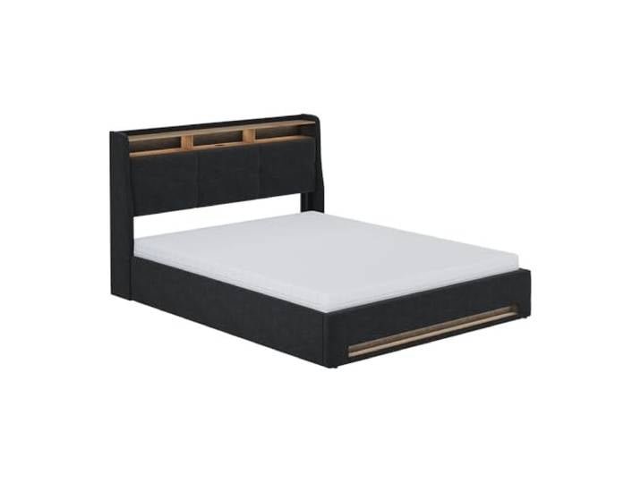 VitaliSpa Polsterbett Christin, Anthrazit/Eiche, 160x200 mit LED, USB-Anschluss, Matratze
