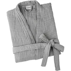 WellHome - Bademantel L/XL 100% Baumwolle in Grau