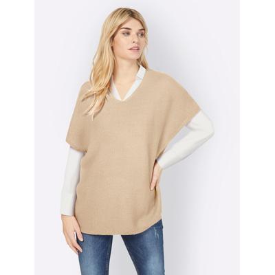 Pullunder HEINE "Pullunder", Damen, Gr. 40, beige (elfenbein), 100% Polyacryl, unifarben, Pullover Pullunder