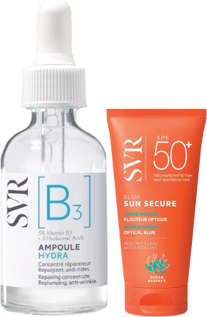 SVR B3 Ampoule Hydra Sérum + SVR Sun Secure Blur sem Perfume FPS50+ Pack