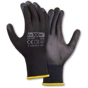 teXXor Arbeitshandschuhe Polyester-Strickhandschuhe, 2404, PU-Beschichtung, schwarz, Größe 11 / XXL, 12 Paar