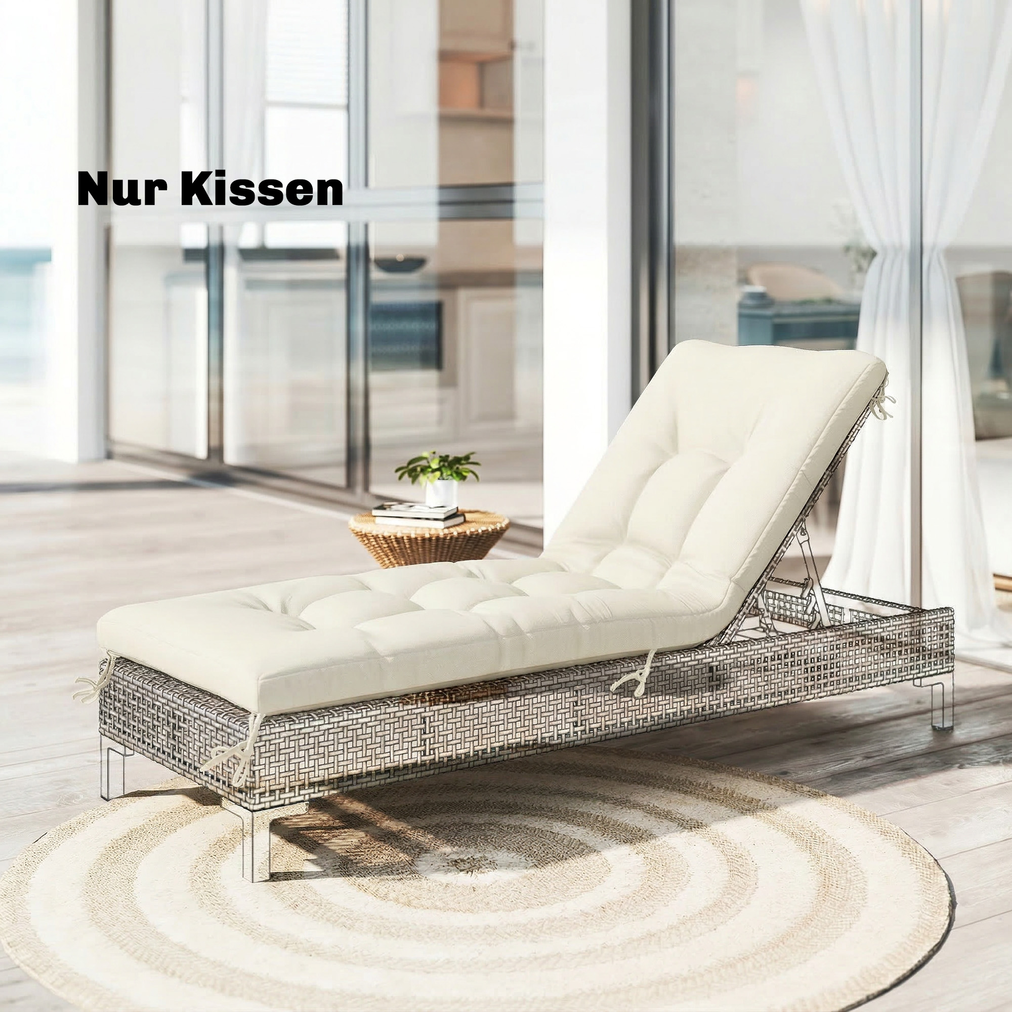 Outsunny Cuscino per pallet sfoderabile con cinghie di fissaggio, imbottitura per pallet per la maggior parte delle sdraio 198x65x13cm Beige   Aosom Italy