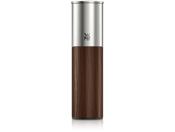 WMF Nature Pro Gewürzmühle – Salz- und Pfeffermühle mit Keramikmahlwerk, einstellbarem Mahlgrad, leicht befüllbar, Aromaschutzdeckel, Edelstahl & dunkles Holz, manuell