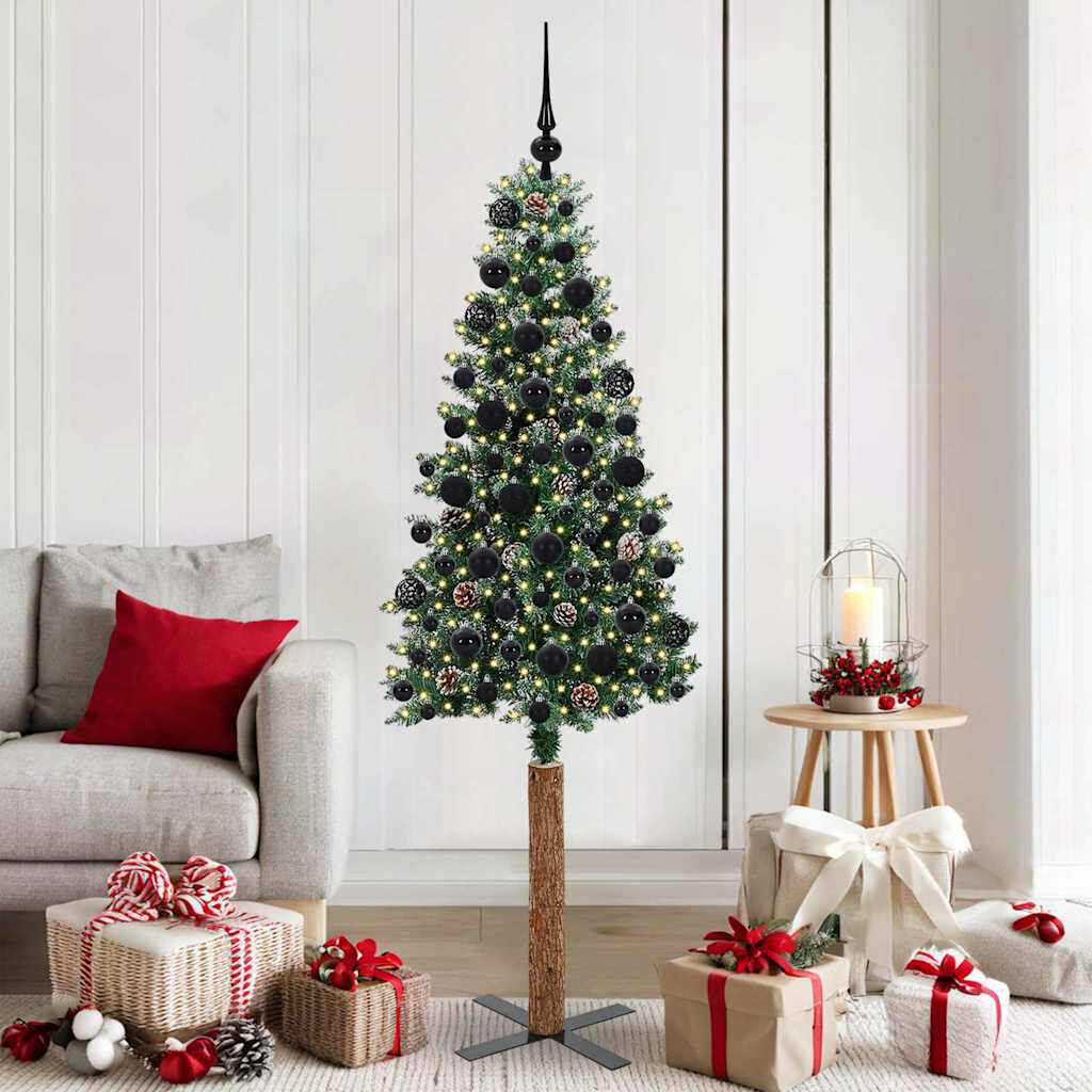 Latitude Run Slim Christmas Tree with 150 LEDs Black 5.91' H
