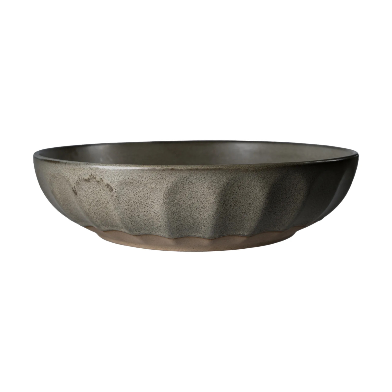 ERNST schaal van steengoed in grijs-naturel, Ø24 cm