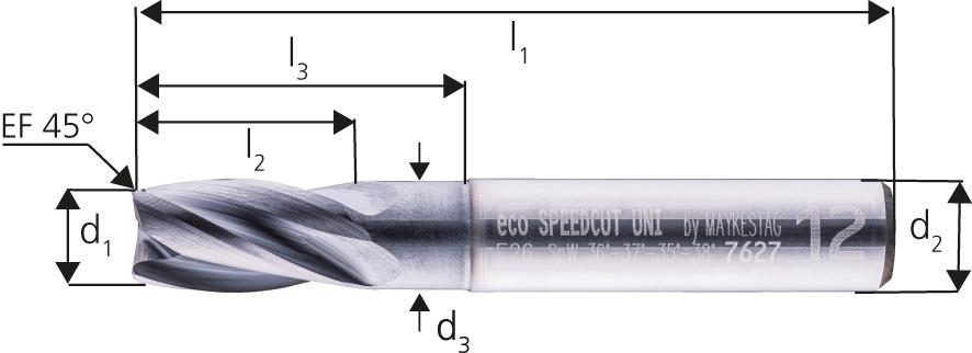 Maykestag VHM-Schaftfräser ecoSpeedcut-Universal, kurz, ALUNIT-S