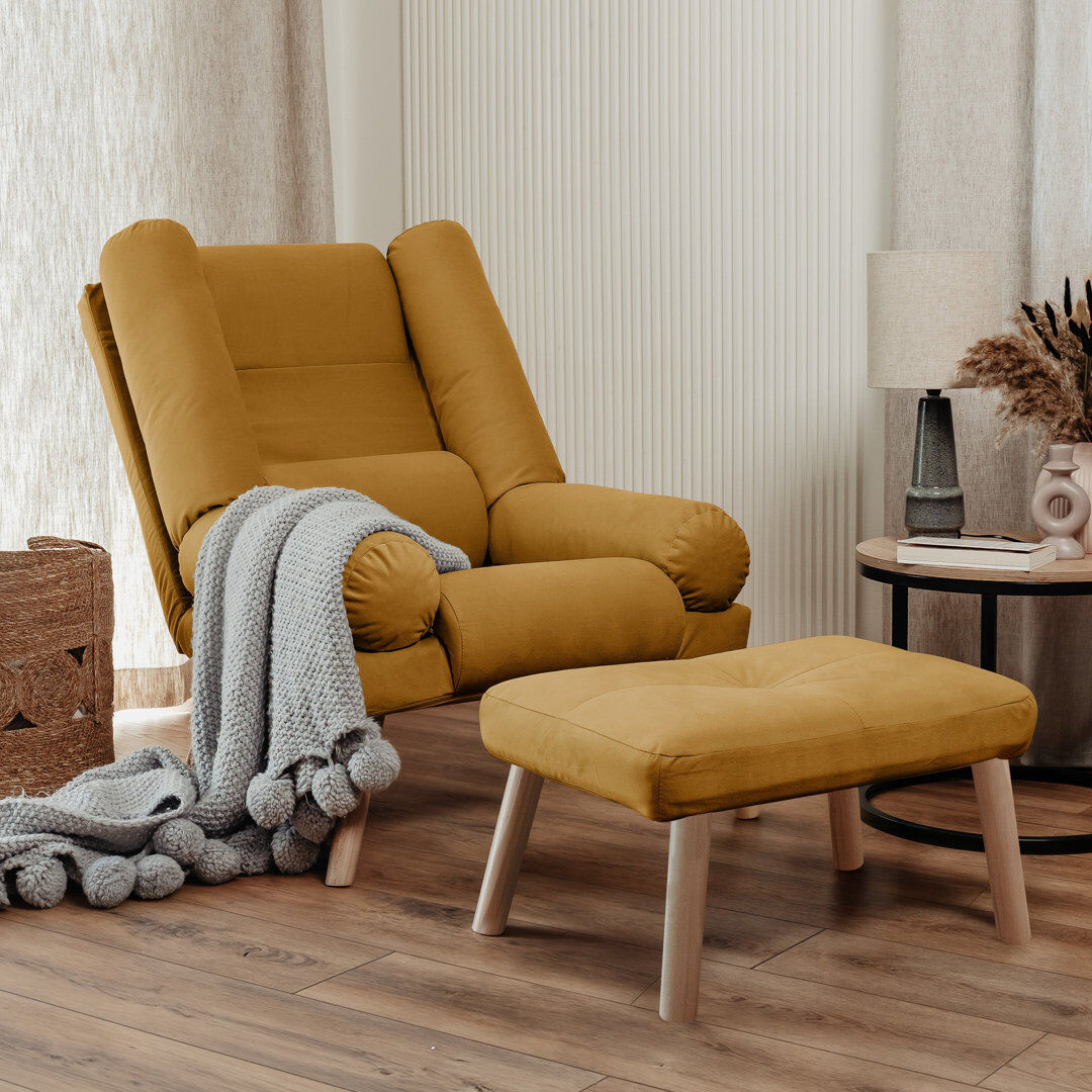 George Oliver Upholstered Armchair Yellow 100cm H X 75cm W X 75cm D