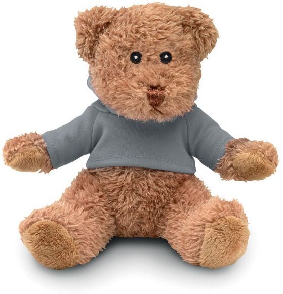 Ours en peluche personnalisé avec t-shirt JOHNNY gris