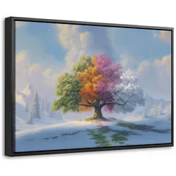 LEINWAND Bilder mit Rahmen - Baum - Jahreszeiten - Winter - Landschaft - 30x20