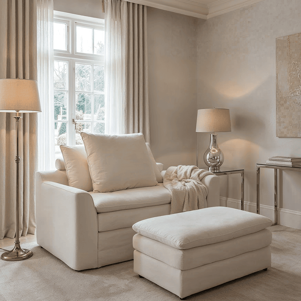 Slumber Ivory Linen Relaxed Footstool
