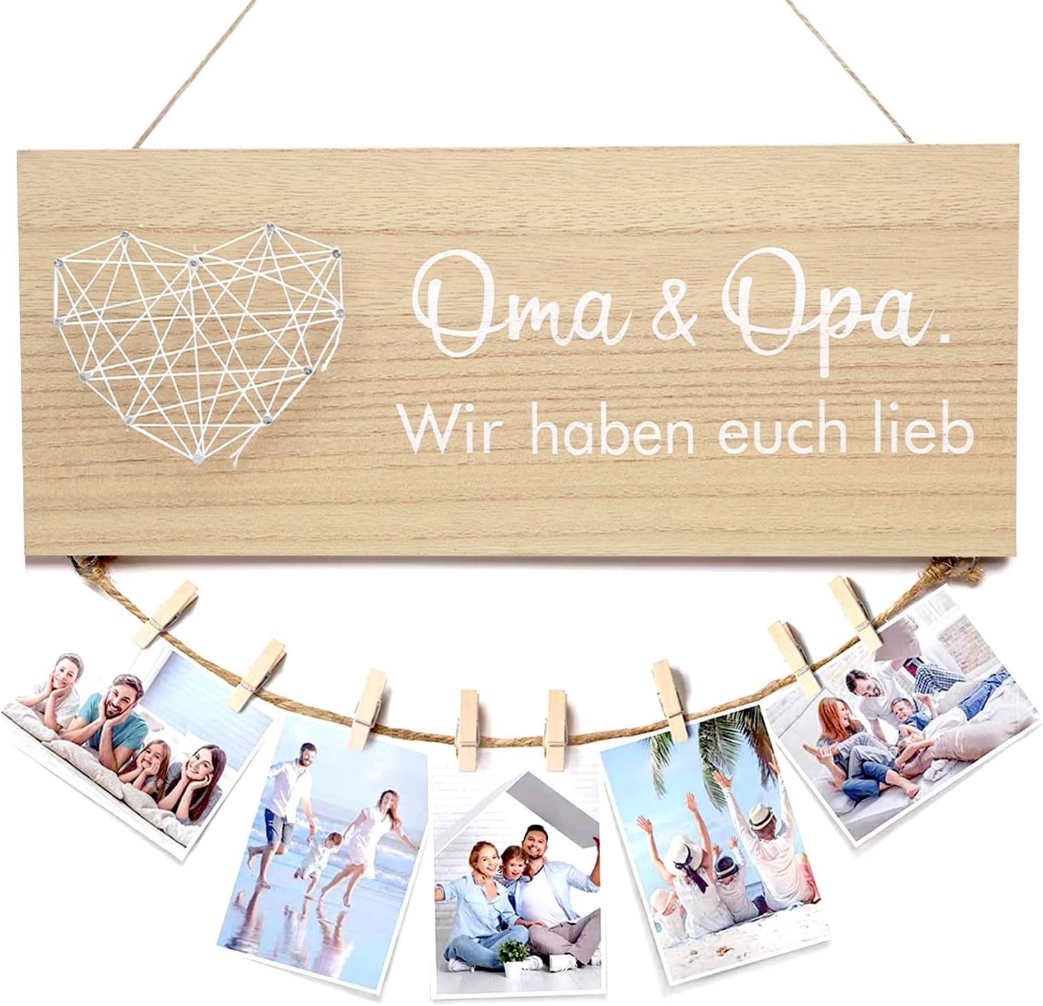 Houten fotolijn met clips voor grootouders