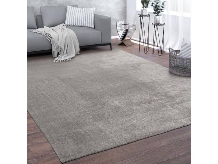 Paco Home Teppich Wohnzimmer Kurzflor Weich rutschfest Modern Einfarbiges Muster Grau, Grösse:80x150 cm