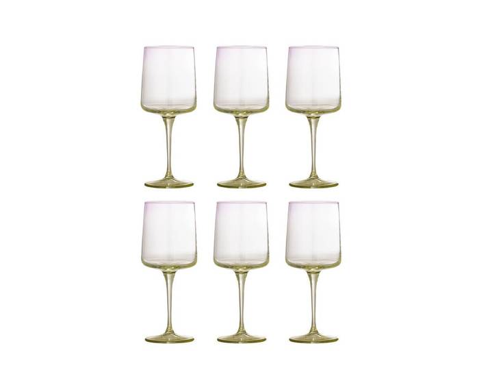 Weingläser Olivia – mit goldgrünen Stielen (6er-Set) - Grün-Gold - Luxusbetten24