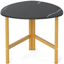 COSTWAY Dreieckiger Beistelltisch, aus Holz mit Metallbeinen, Industrial, für Wohnzimmer und kleine Räume
