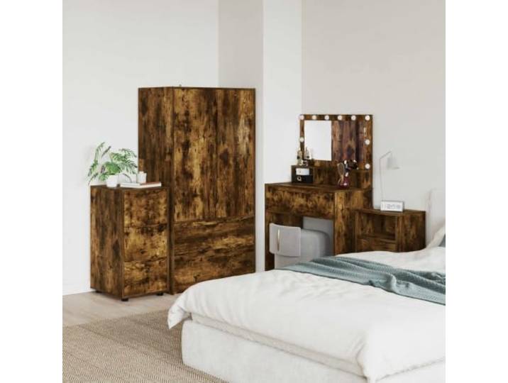 GPWERSDF Aufbewahrungsschrank 40 x 48 x 81 cm Holzwerkstoff Räuchereiche Schubladenschrank, höhenverstellbar, Kugellager-Führungen, Brötchenfüße, pflegeleichte Oberfläche