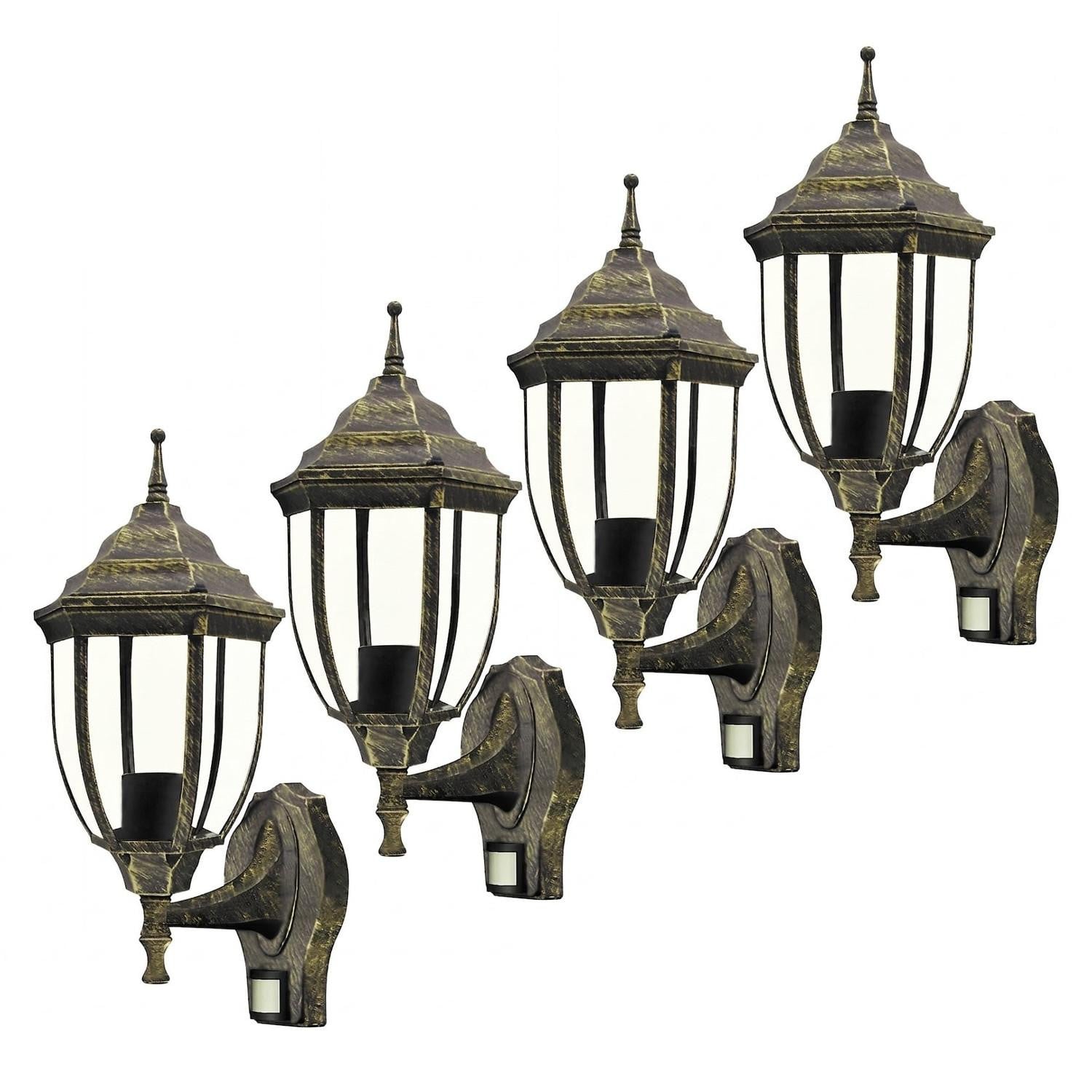Rabalux Nizza MAclean Set van 4 Buitenwandlampen met Bewegingsmelder, Antiek Goud, IP43, E27