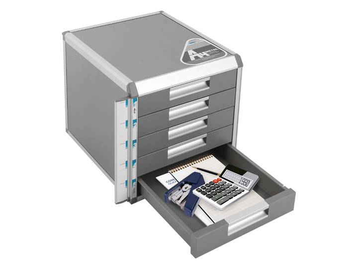 Boîte de rangement à tiroirs en métal, boîte de rangement de documents verrouillable à 5 compartiments, classeur A4, boîte de bureau en alliage d'aluminium