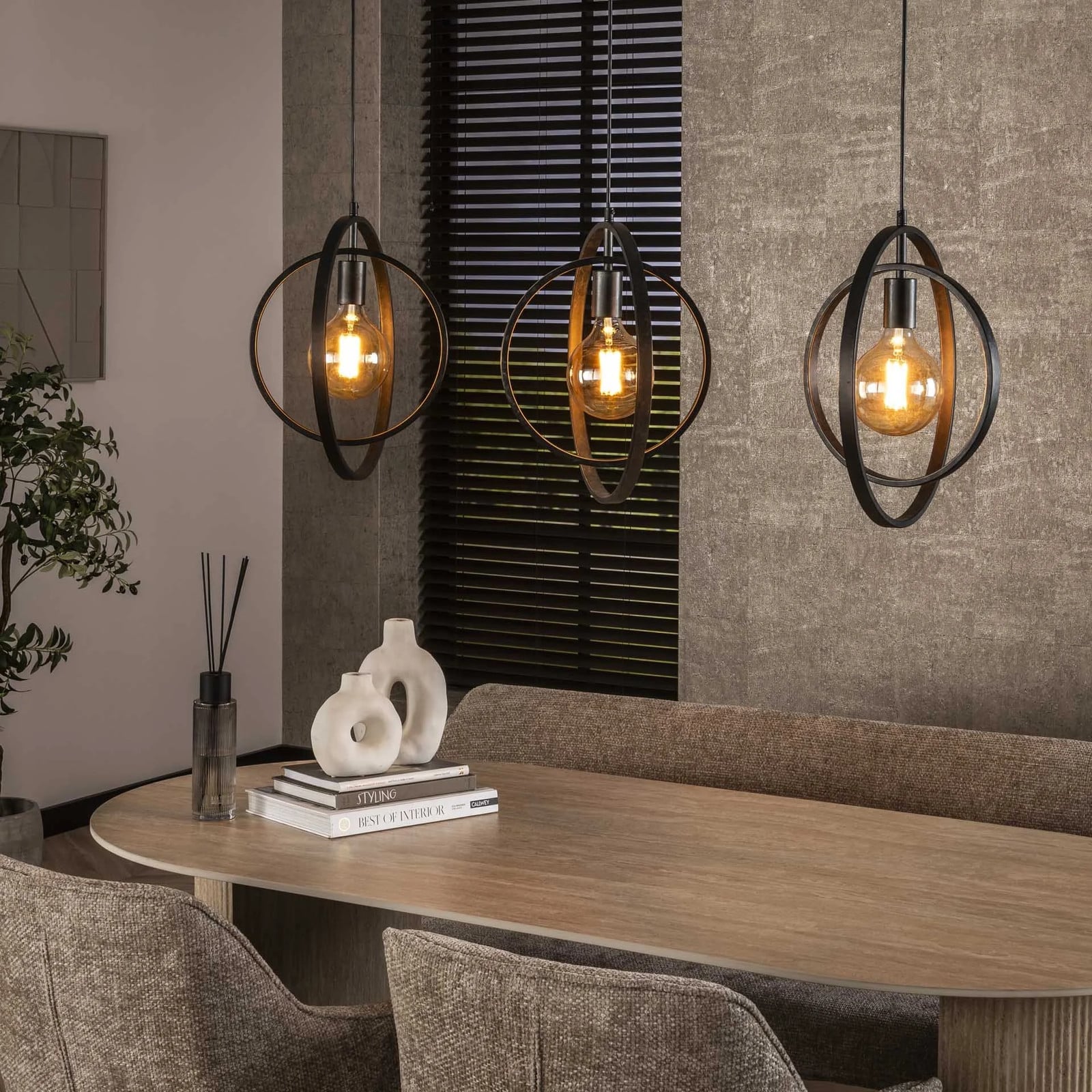 WoonStijl Hanglamp 3L Turn around - Zwart - Metaal - Modern