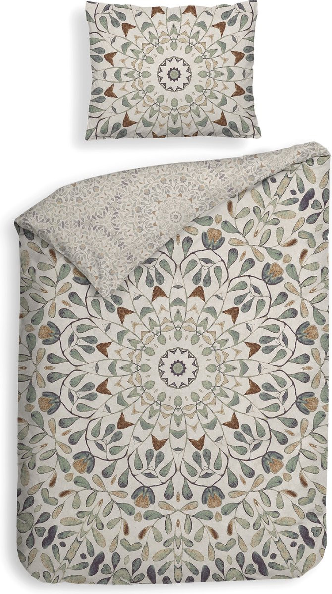 Heckettlane Dekbedovertrek Blanche - Mandala print - Natural - 100% Katoen-Satijn - 140x220 cm