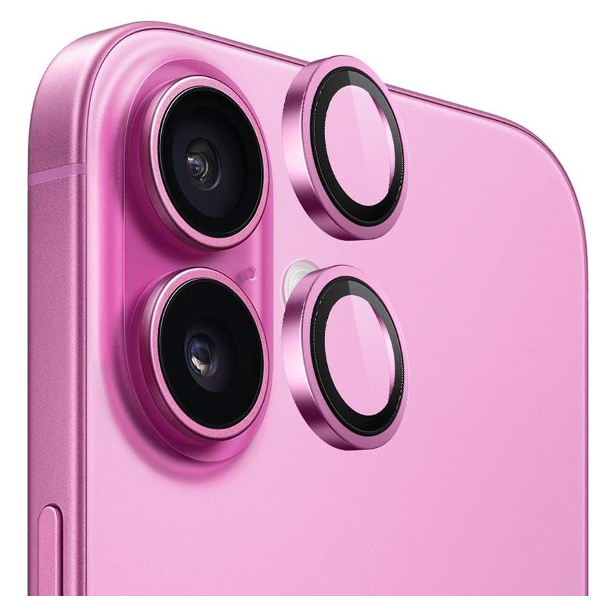 BlueO - Original Metal Frame Lens Protector (2 pack) - iPhone 16 / iPhone 16 Plus - Pink (2 Stk., Apple iPhone 16, Apple iPhone 16 Plus) (60427700)
