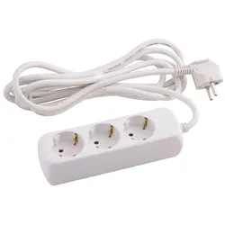 HEITRONIC Steckdosenleiste, 3-fach, 3G 1.5mm2, weiß, geeignet für DE / FR /B, mit 300cm Anschlusskabel HEI-45032