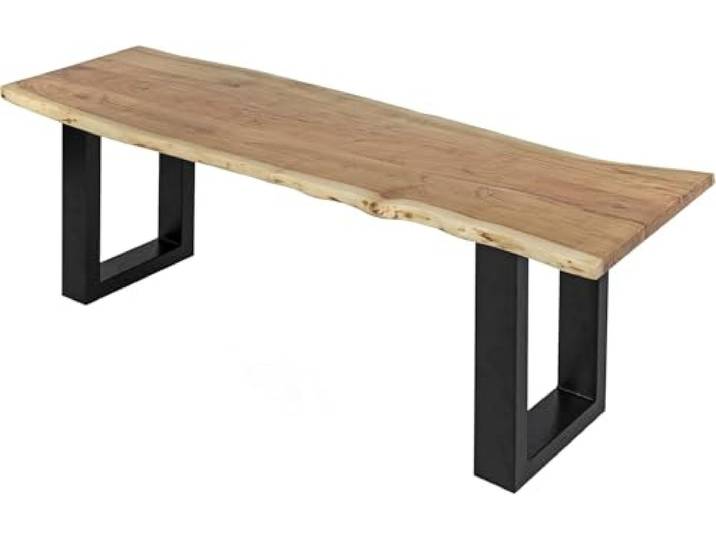 SAM Esszimmerbank Chicago 100x42 cm Akazie Natur U-Gestell Schwarz Baumkantenbank massiv, Akazienholz naturfarben, 26 mm Platte, echte Baumkante, Massive Holzbank, Sitzbank