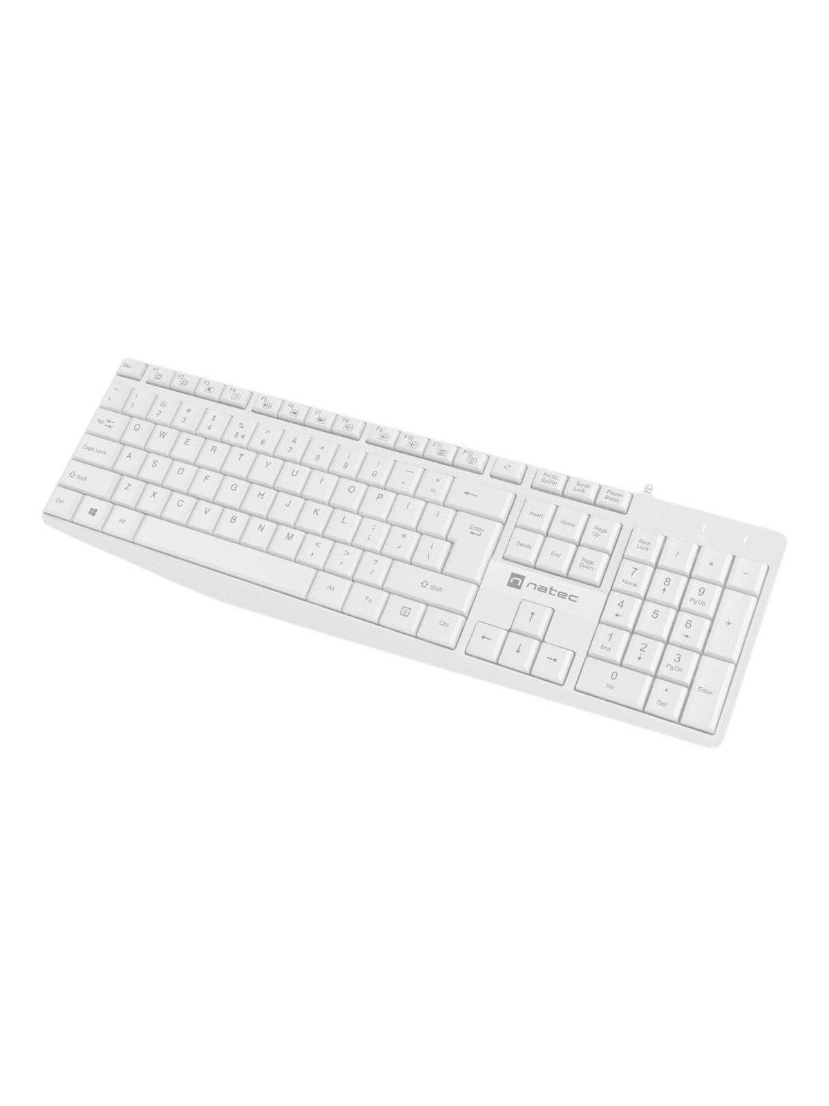 Natec Nautilus - keyboard - QWERTY - US - white - Tastatur - Englisch (US) - Weiss