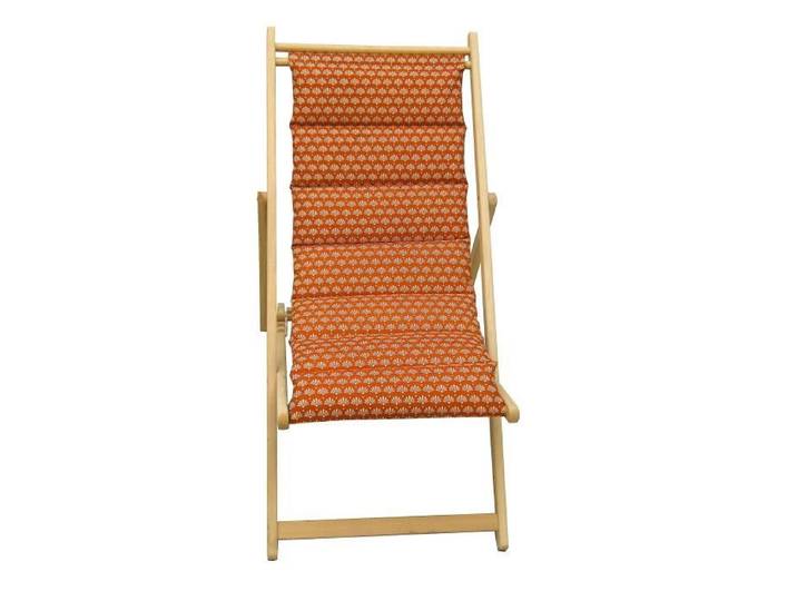 JARDIN PRIVE Chilienne matelassée en bois Helsinki poterie - Toile amovible
