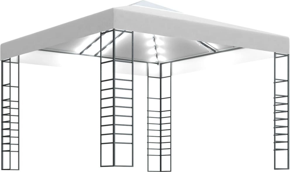 Gartenzelt mit LED-Lichterkette 3x3 m Weiß