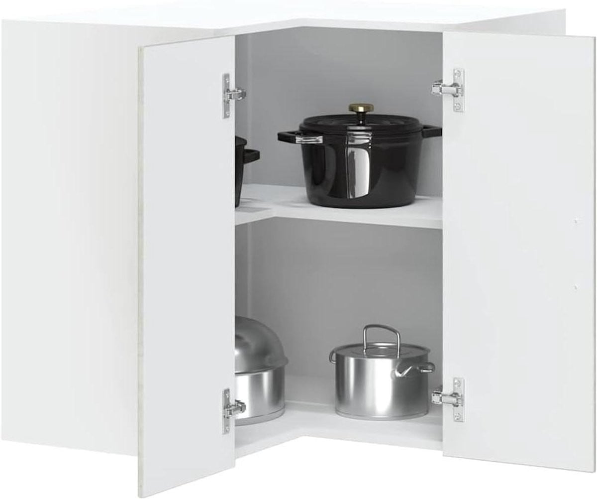 Hangende hoekkast voor de keuken in cementgrijs